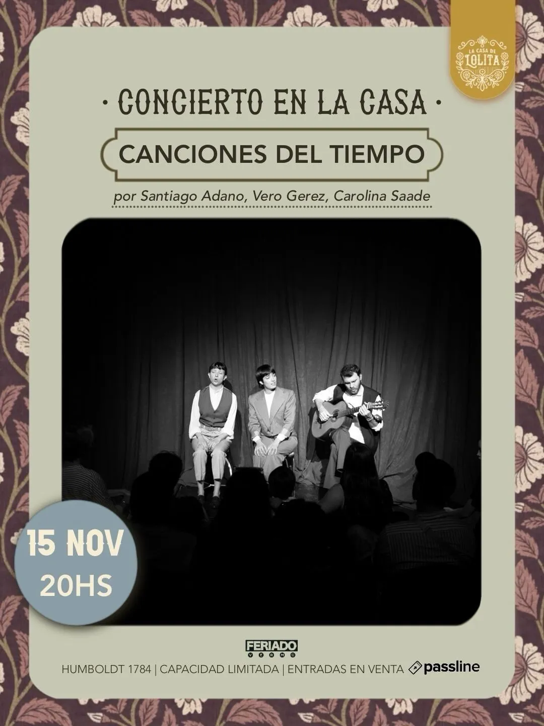 Imagen de difusión de «Canciones del tiempo · Santiago Adano, Vero Gerez y Carolina Saade»
