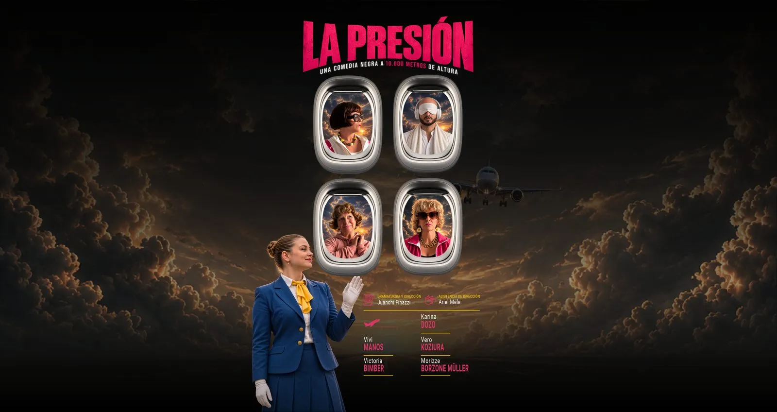 Imagen de difusión de «La presión, una comedia negra a 10.000 metros de altura»